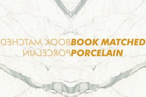 book matched porcelain over marble effect background