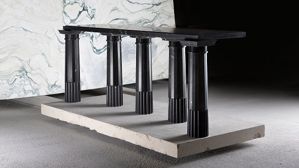 black marble semi circle dining table