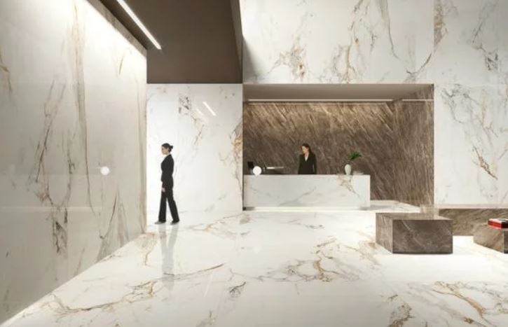 marble effect reception entry area